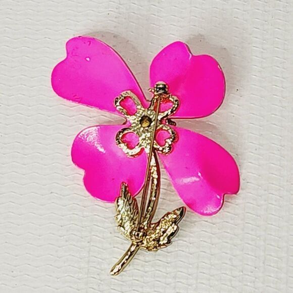 Sarah Coventry Dogwood Flower Pink Costume‎ Brooch Pin Signed - Picture 2 of 5